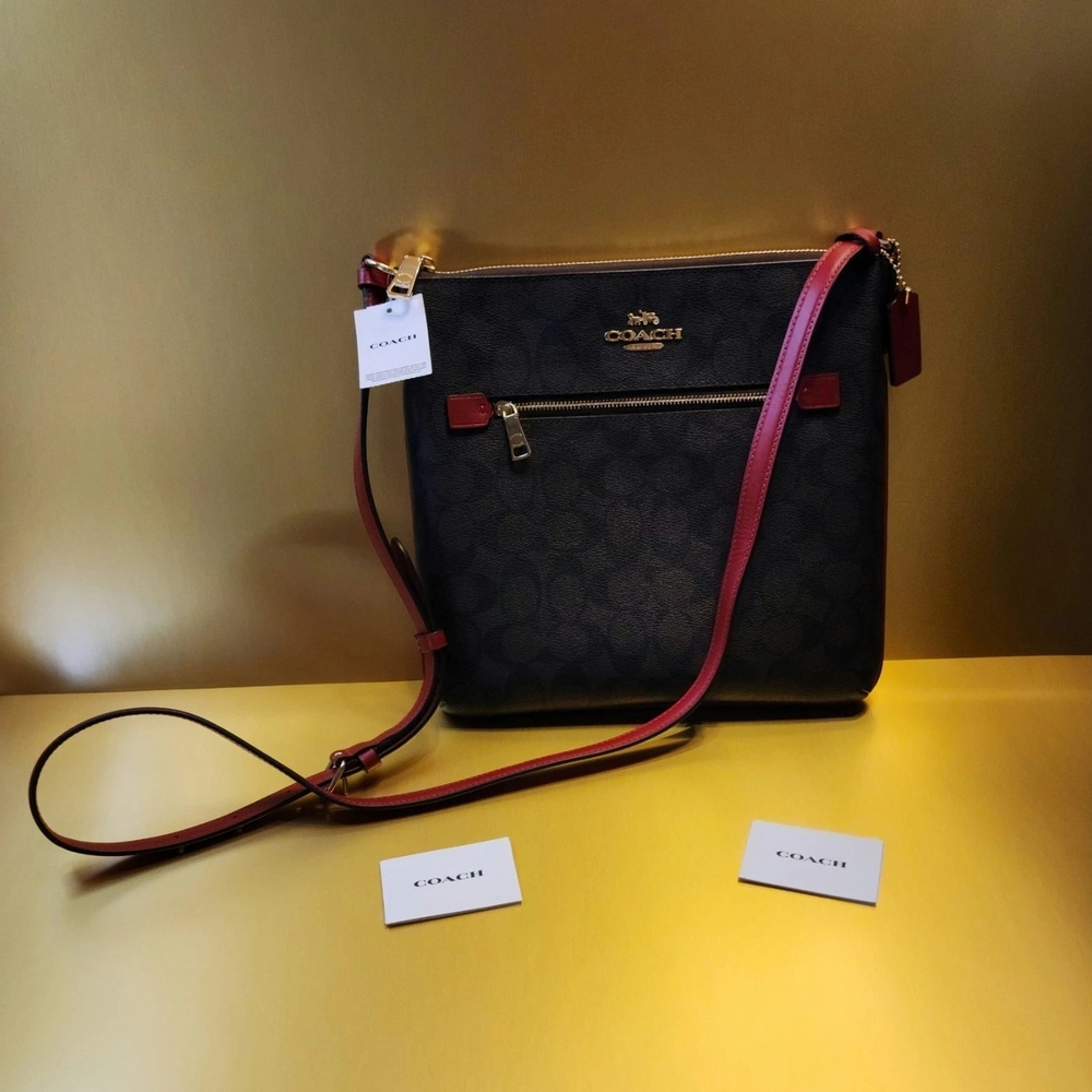 Coach Brown and Red Crossbody Bag - Picture 14 of 15